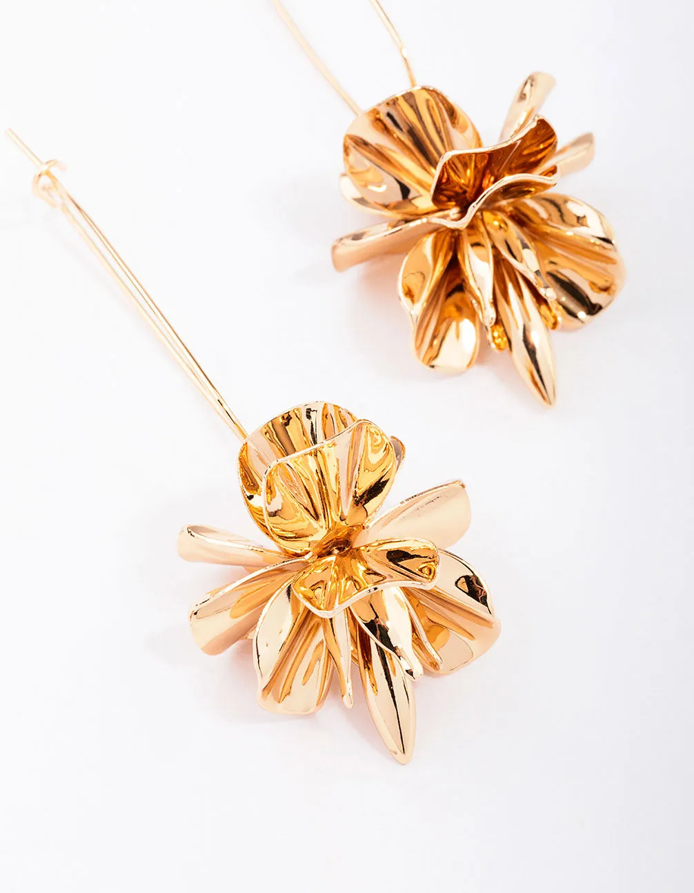 Gold Flower Burst Drop Earrings