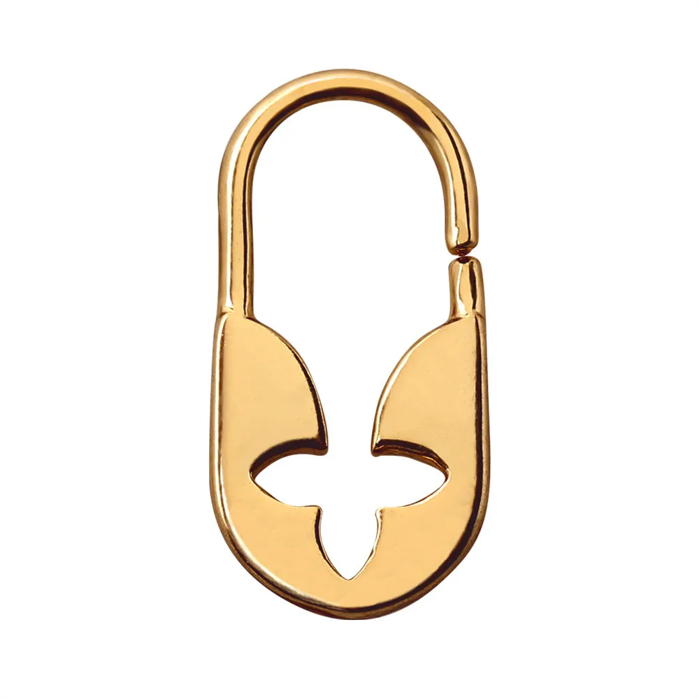 Gold Plated Flower Padlock Cartilage Earring / Septum Ring