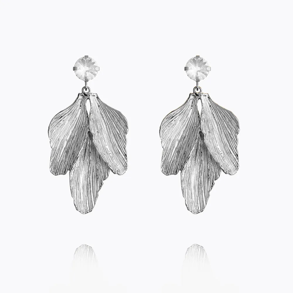 Golden Leaf Earrings / Crystal