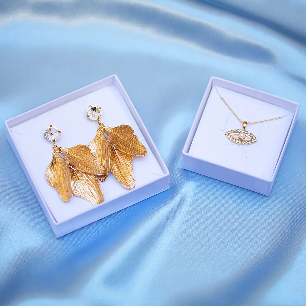 Golden Leaf Earrings / Crystal