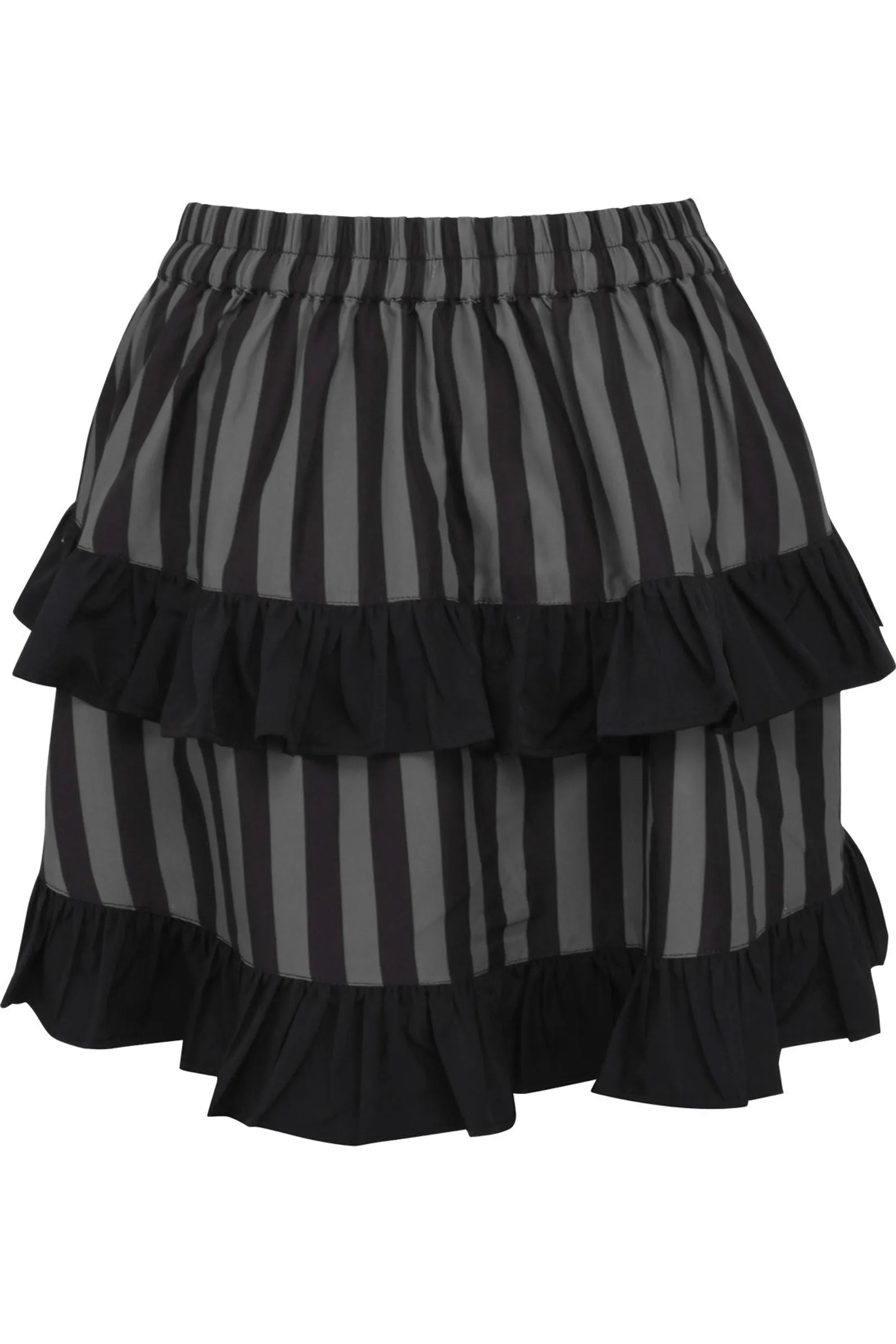 Grey/Black Striped Ruched Bustle Skirt