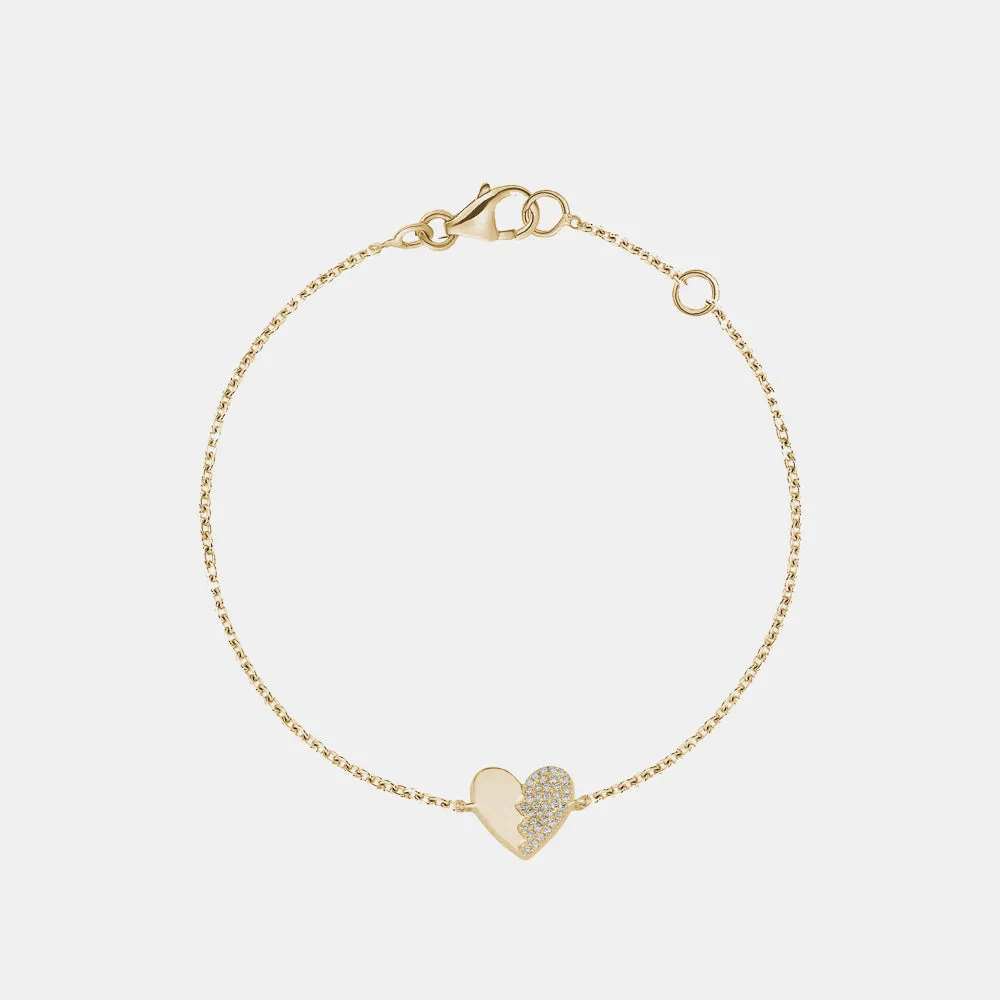 Half Pavé Heart Bracelet