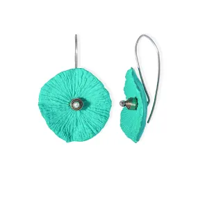 Handmade Flower Earrings Made From Papier-Mâché Turquoise Medium