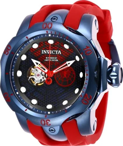 INVICTA Marvel Limited Edition Mens Open Heart  - Blue Metal - Spider-Man- 1000M