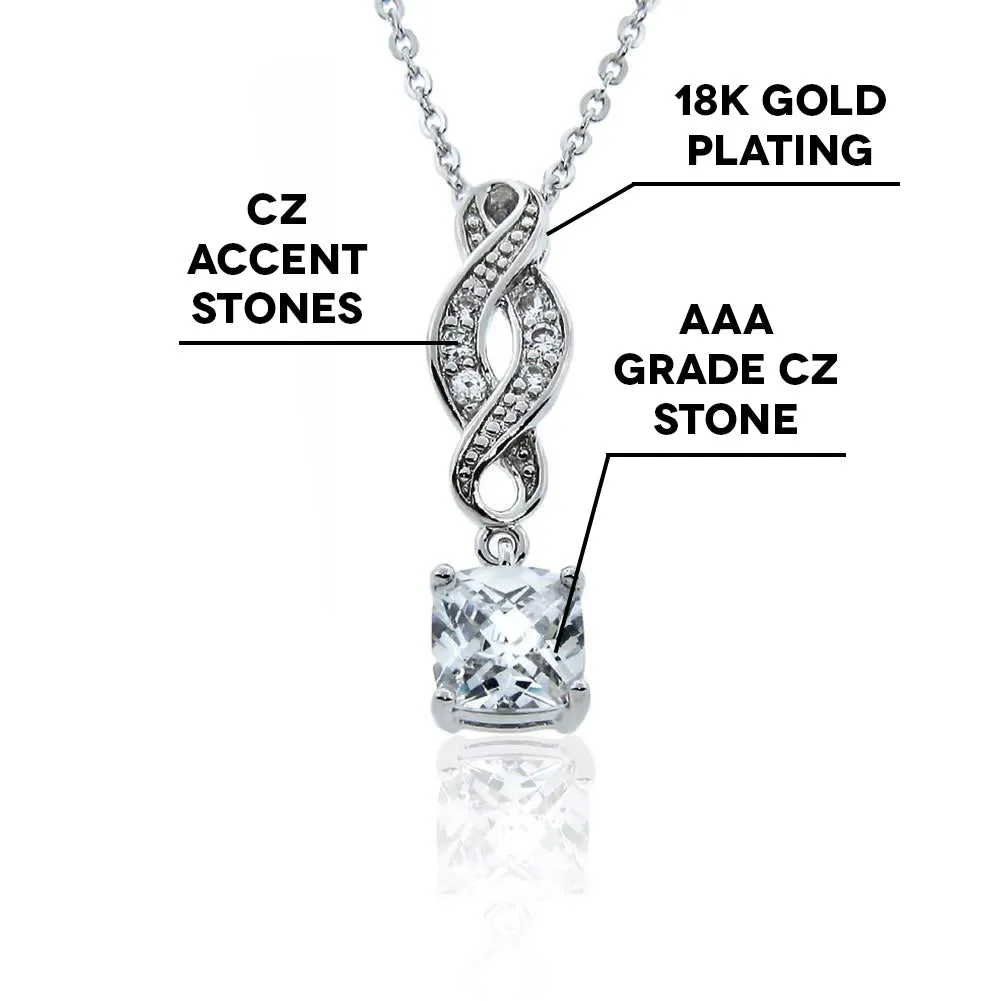 Iris Noble 18k White Gold CZ Infinity Necklace