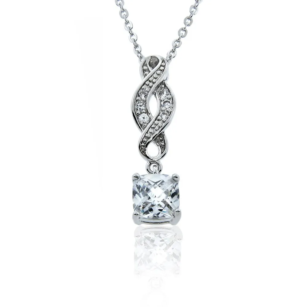 Iris Noble 18k White Gold CZ Infinity Necklace