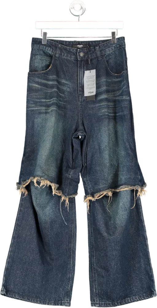 Jaded London Blue Double Layer Jort Flared Jeans W25