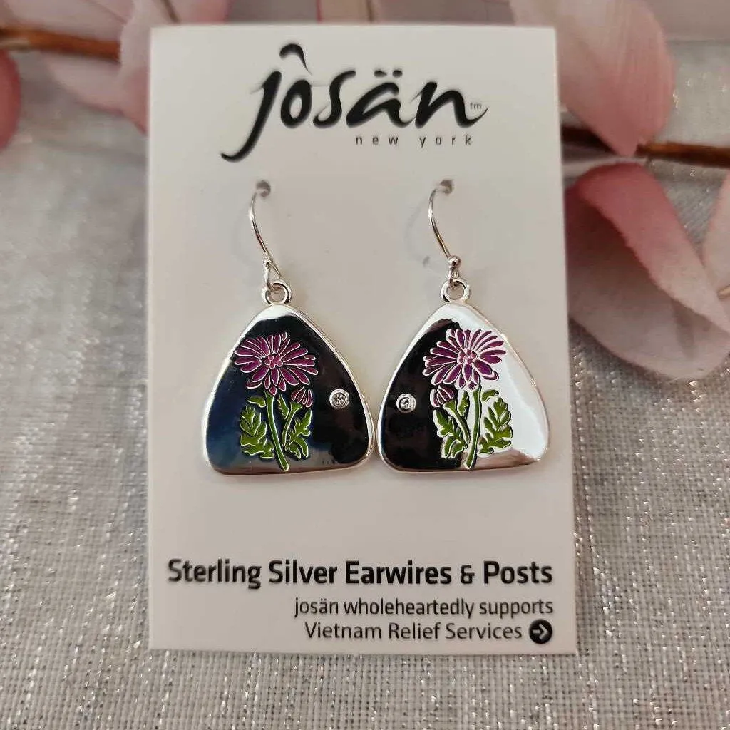 Josan SSW Purple Aster Flower Earrings