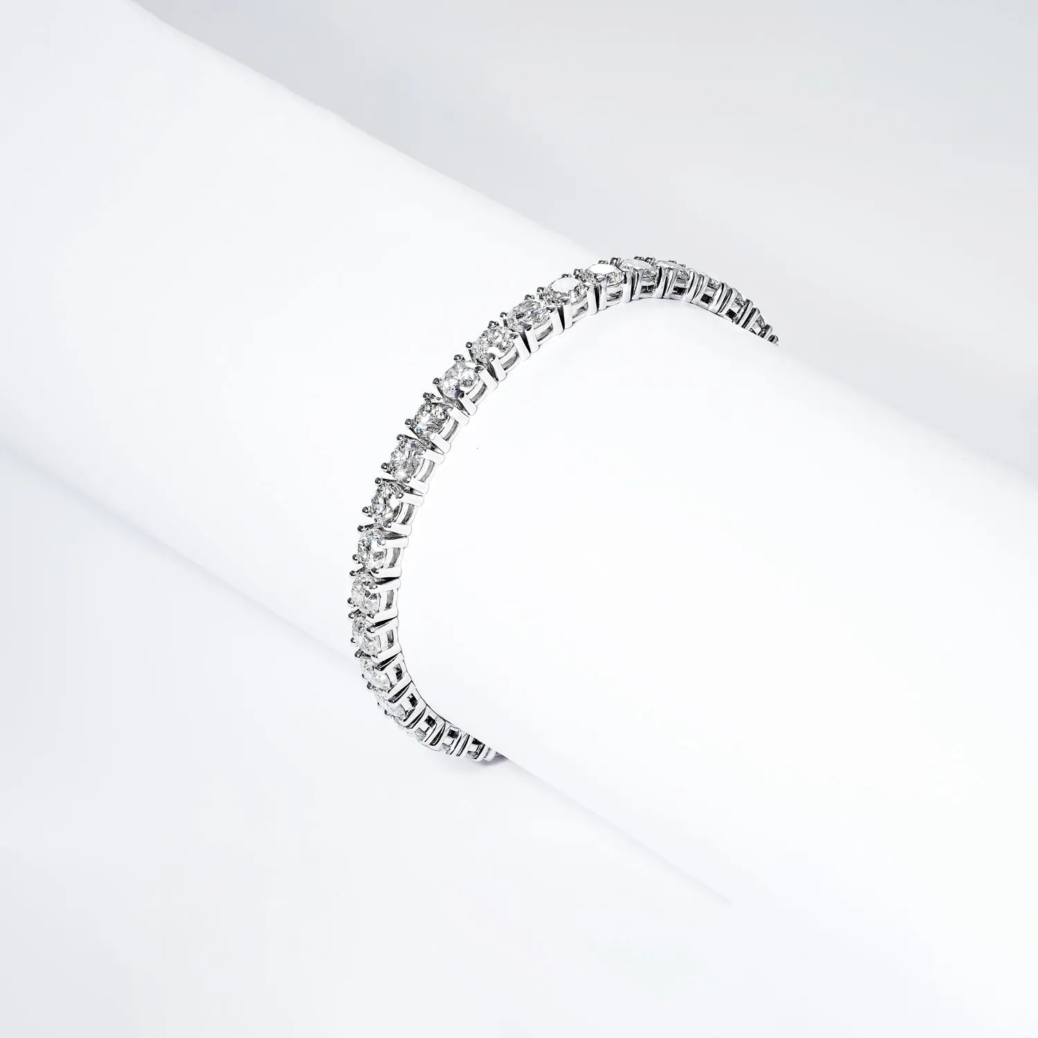 Jovie 13 Carat Round Brilliant Single Row Diamond Tennis Bracelet in 14k White Gold