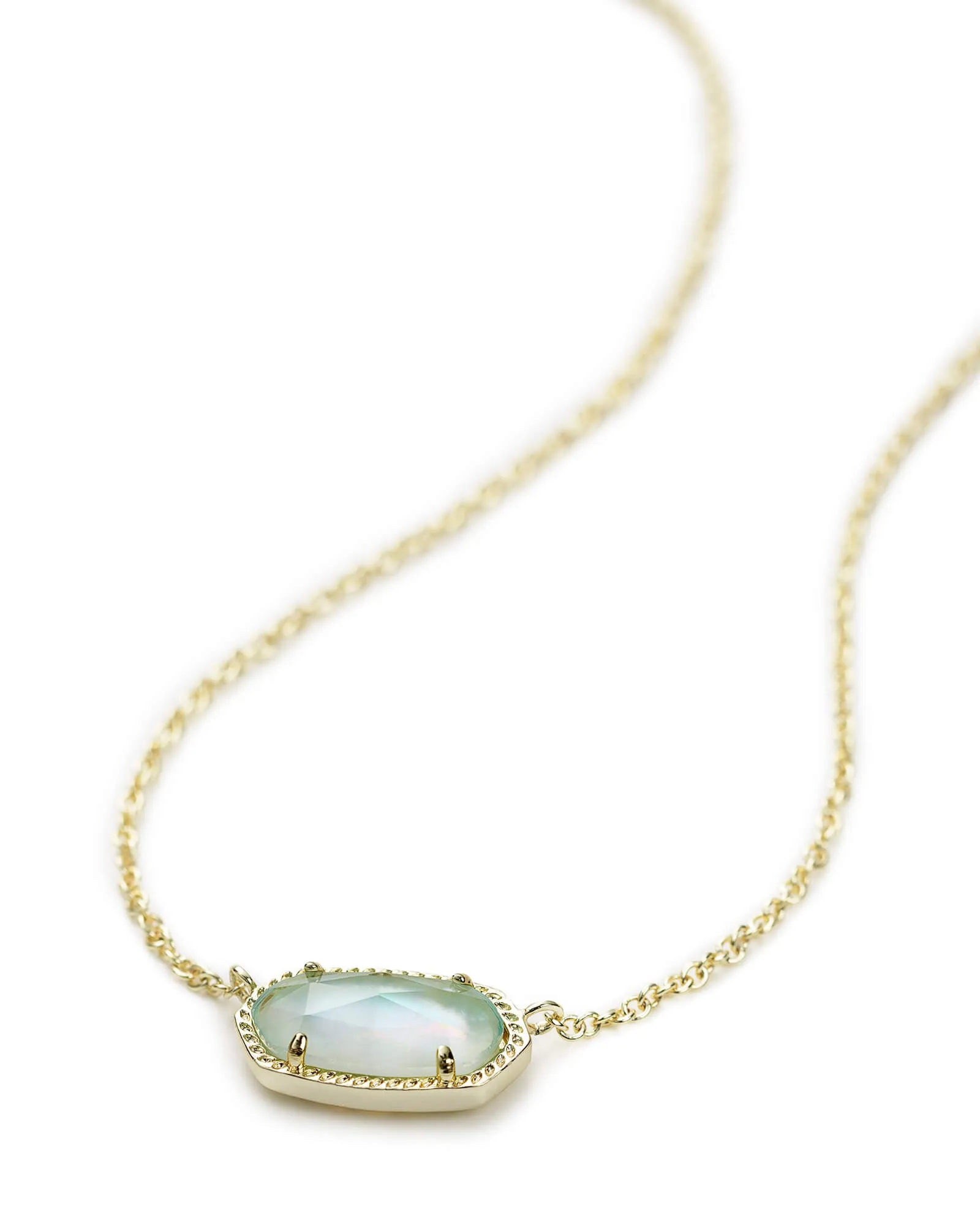 Kendra Scott Elisa Oval Pendant Necklace in Light Blue Illusion and Gold