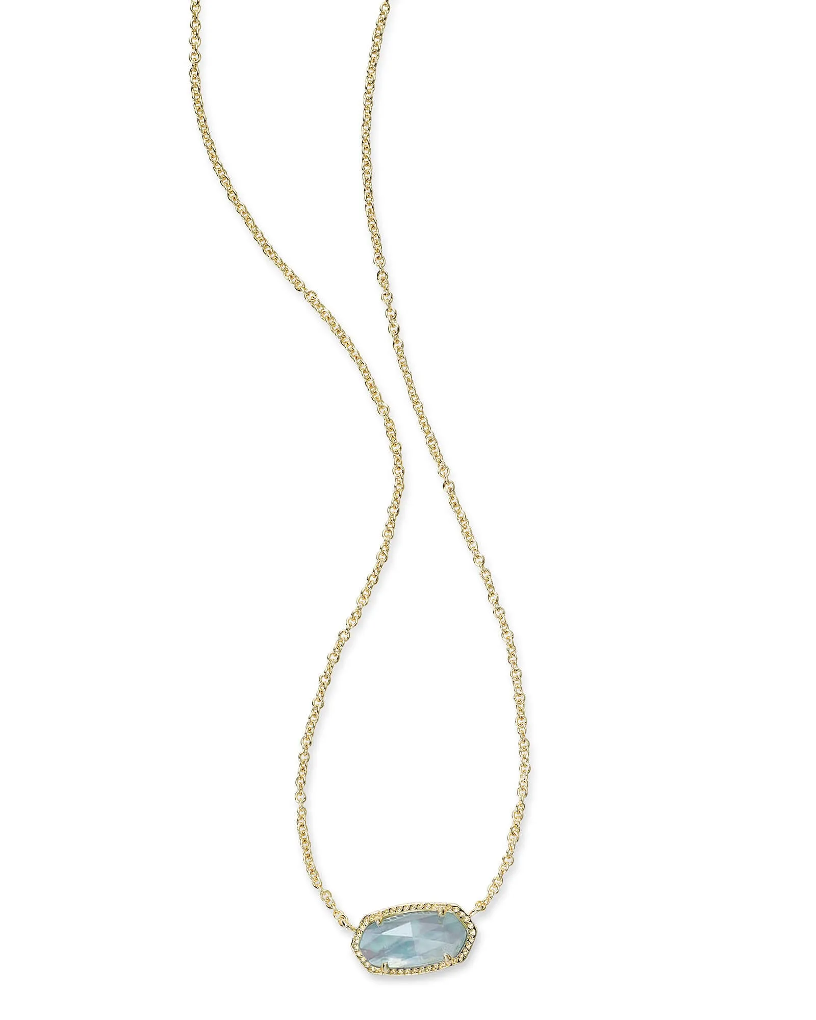 Kendra Scott Elisa Oval Pendant Necklace in Light Blue Illusion and Gold