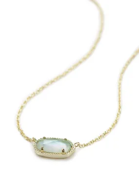 Kendra Scott Elisa Oval Pendant Necklace in Light Blue Illusion and Gold