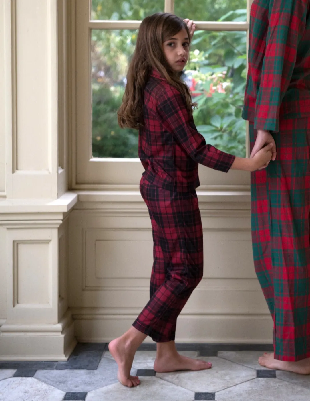 Kids Flannel Black & Red Plaid Pajamas