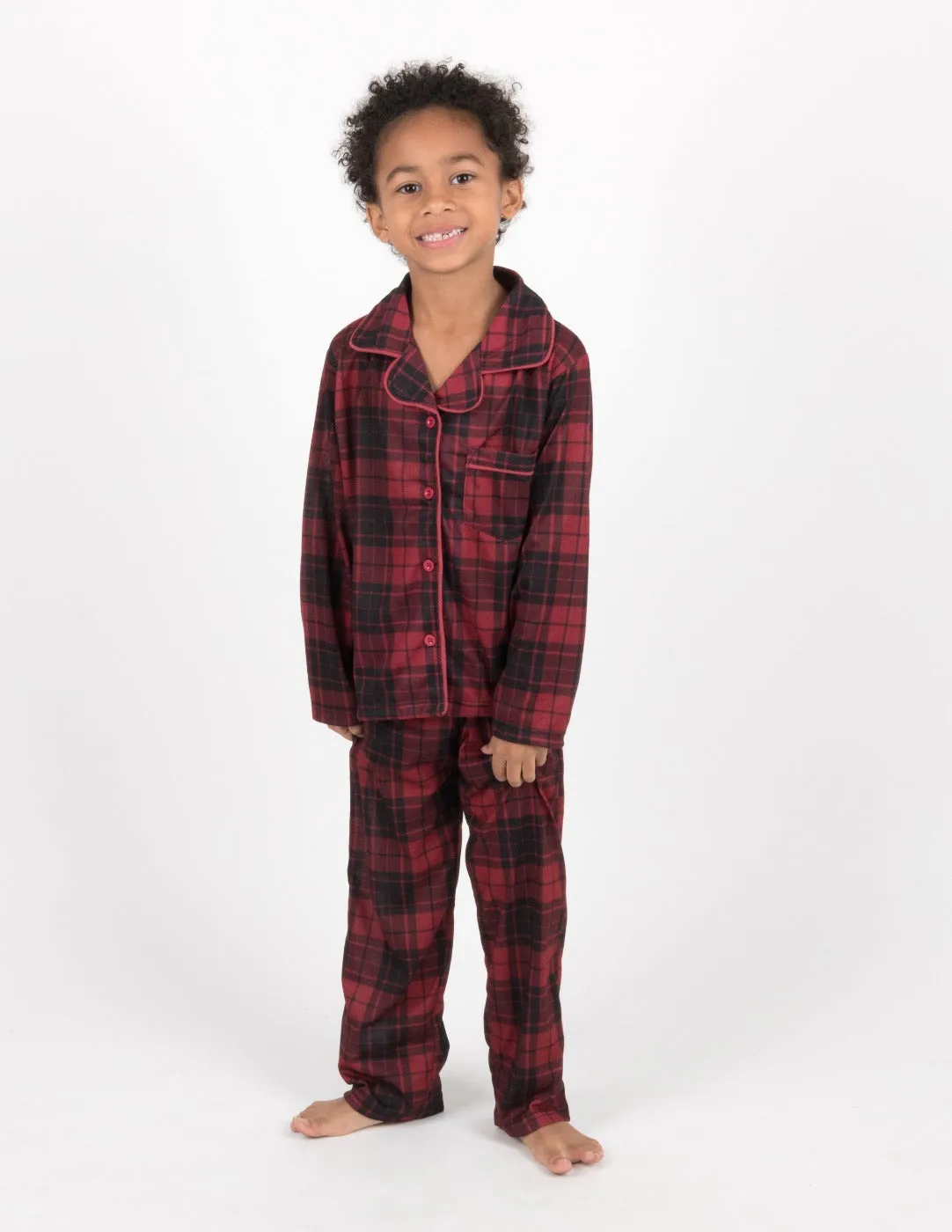 Kids Flannel Black & Red Plaid Pajamas