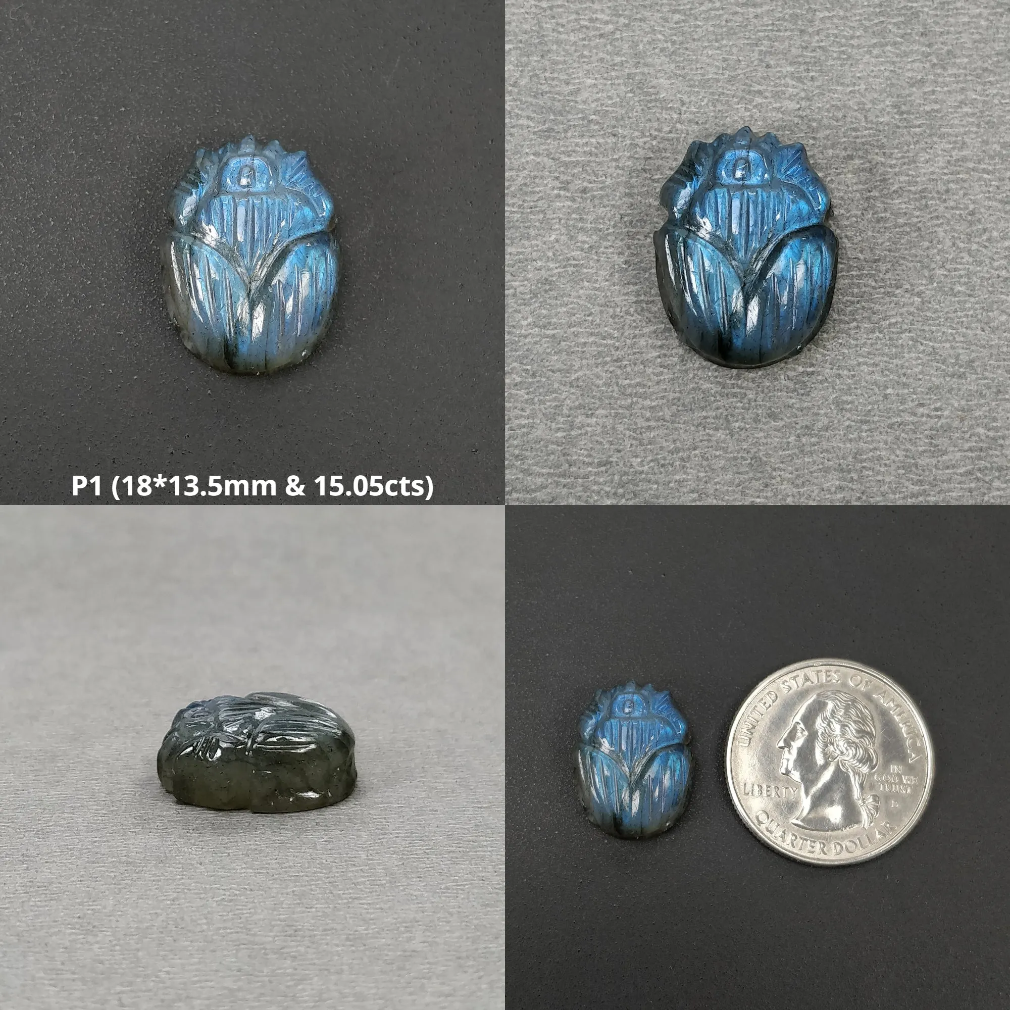 LABRADORITE Gemstone Carving : Natural Untreated Unheated Labradorite Hand Carved Scarabs