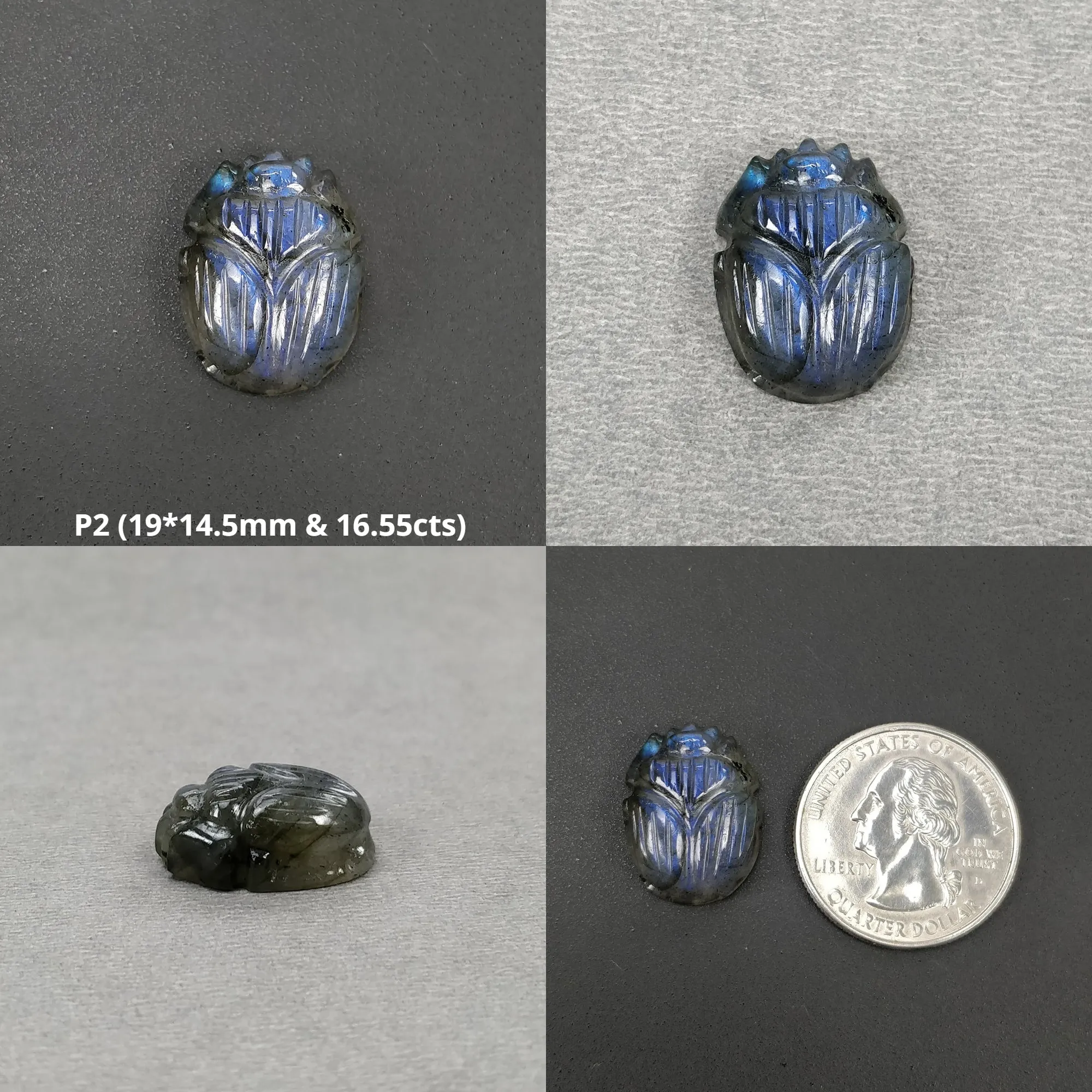 LABRADORITE Gemstone Carving : Natural Untreated Unheated Labradorite Hand Carved Scarabs