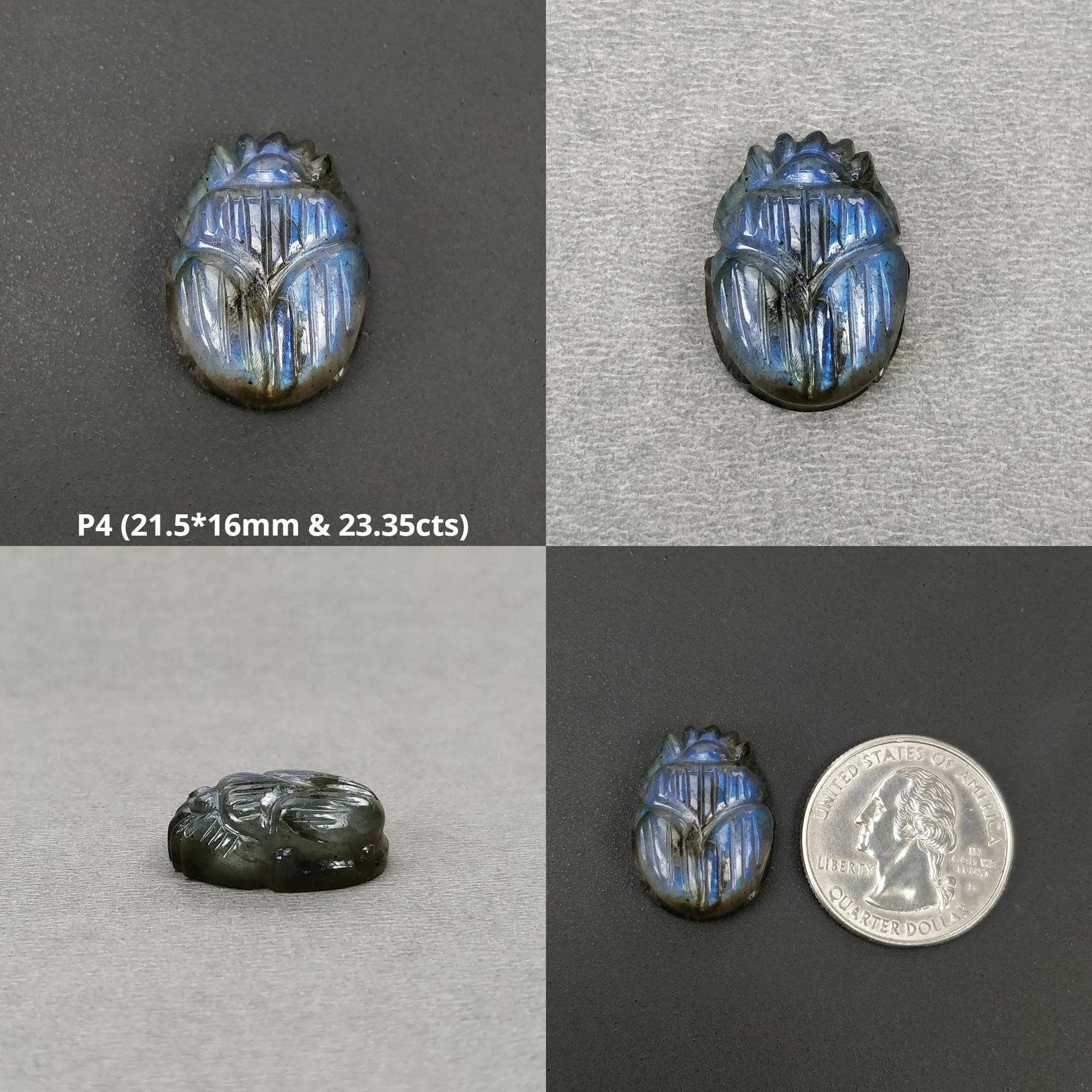 LABRADORITE Gemstone Carving : Natural Untreated Unheated Labradorite Hand Carved Scarabs