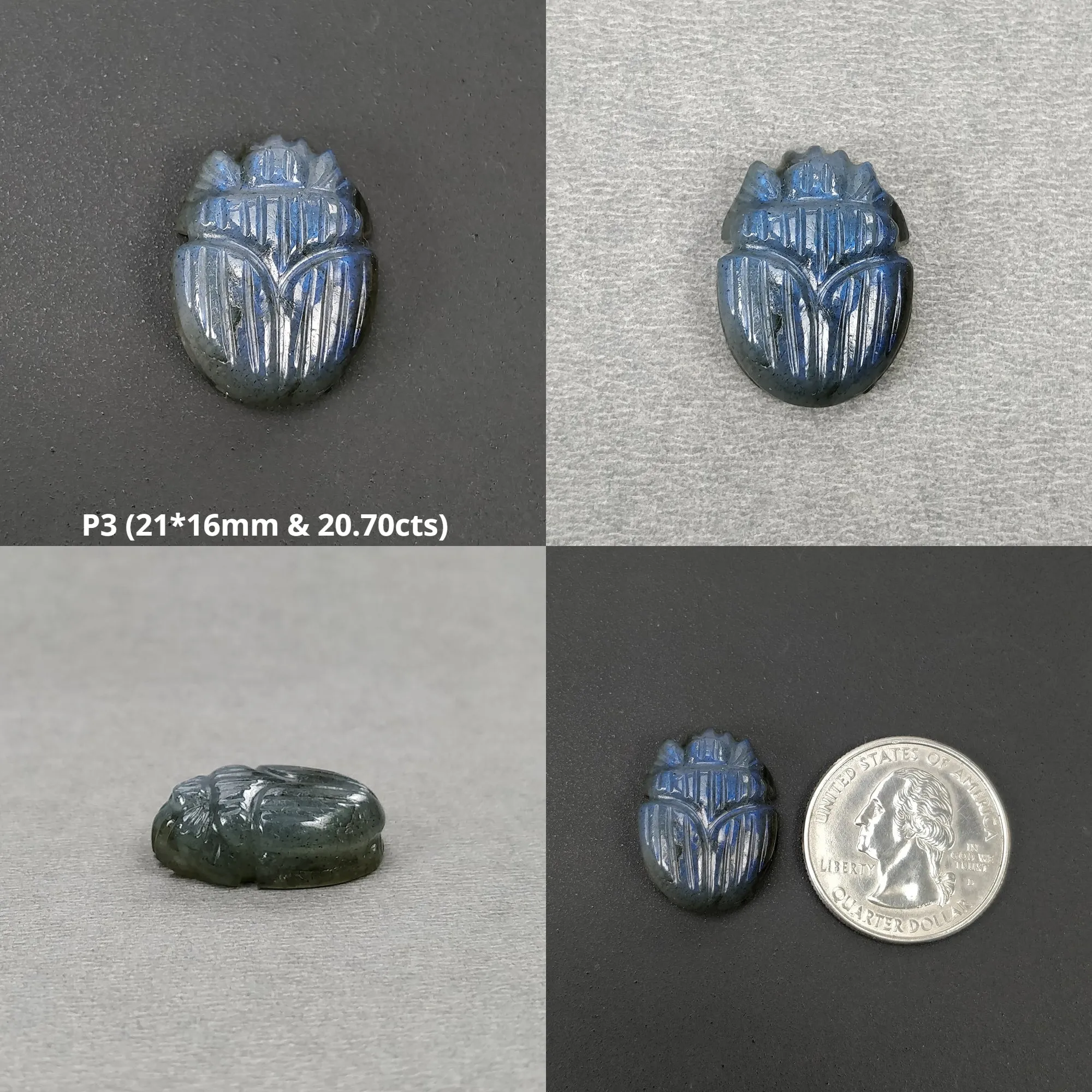 LABRADORITE Gemstone Carving : Natural Untreated Unheated Labradorite Hand Carved Scarabs