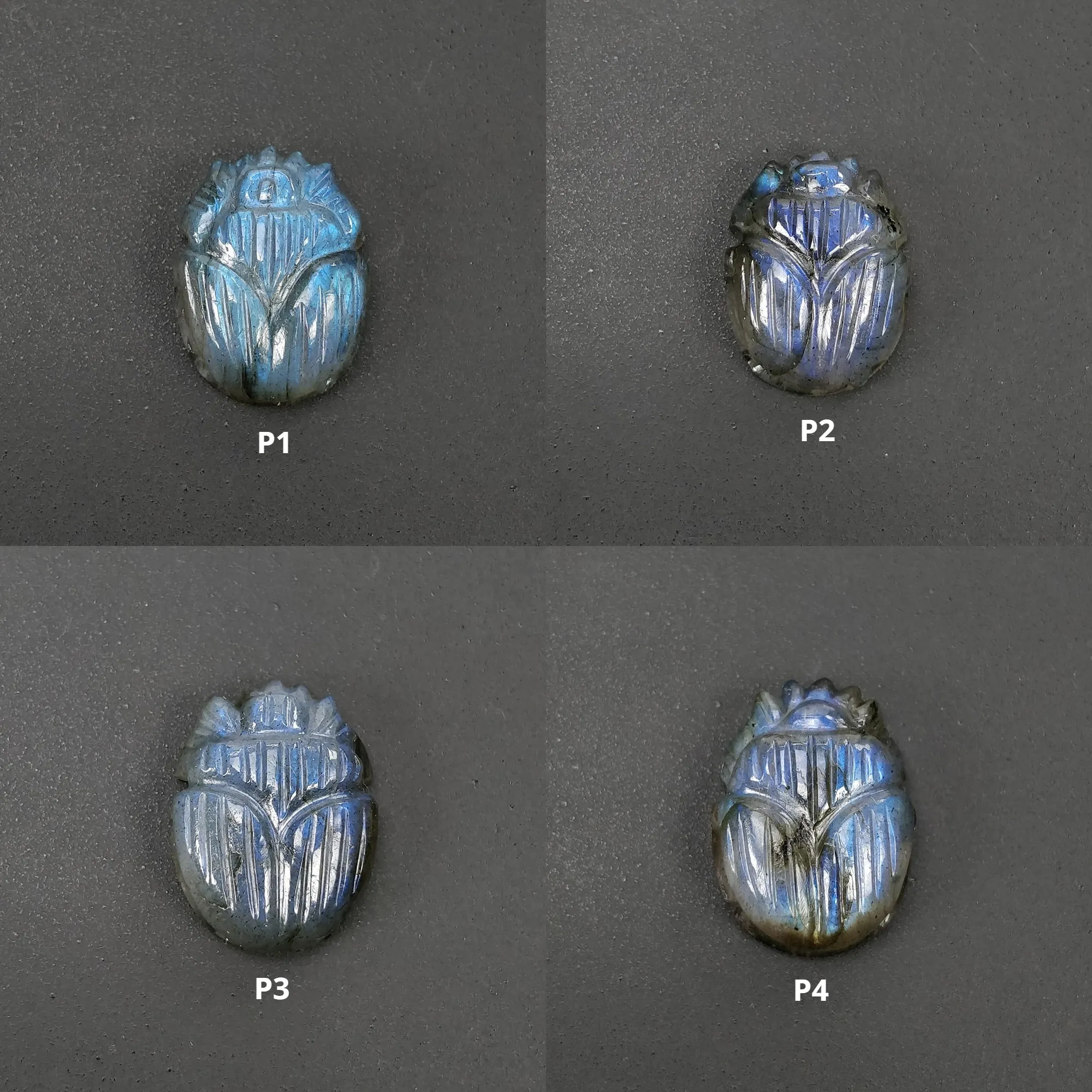 LABRADORITE Gemstone Carving : Natural Untreated Unheated Labradorite Hand Carved Scarabs