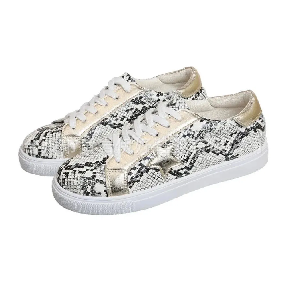 Lace up Vulcanized Snake Platform Shoes