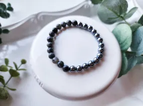 Larvikite & Hematite Beaded Bracelet || Reiki Infused