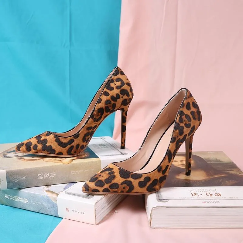 Leopard Pointed Toe High Heels Pumps