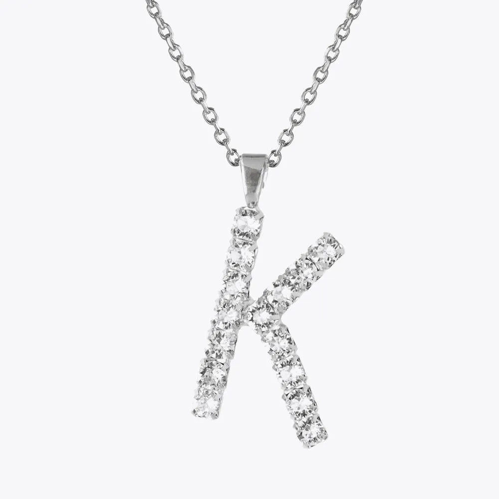 Letter Necklace K / Crystal