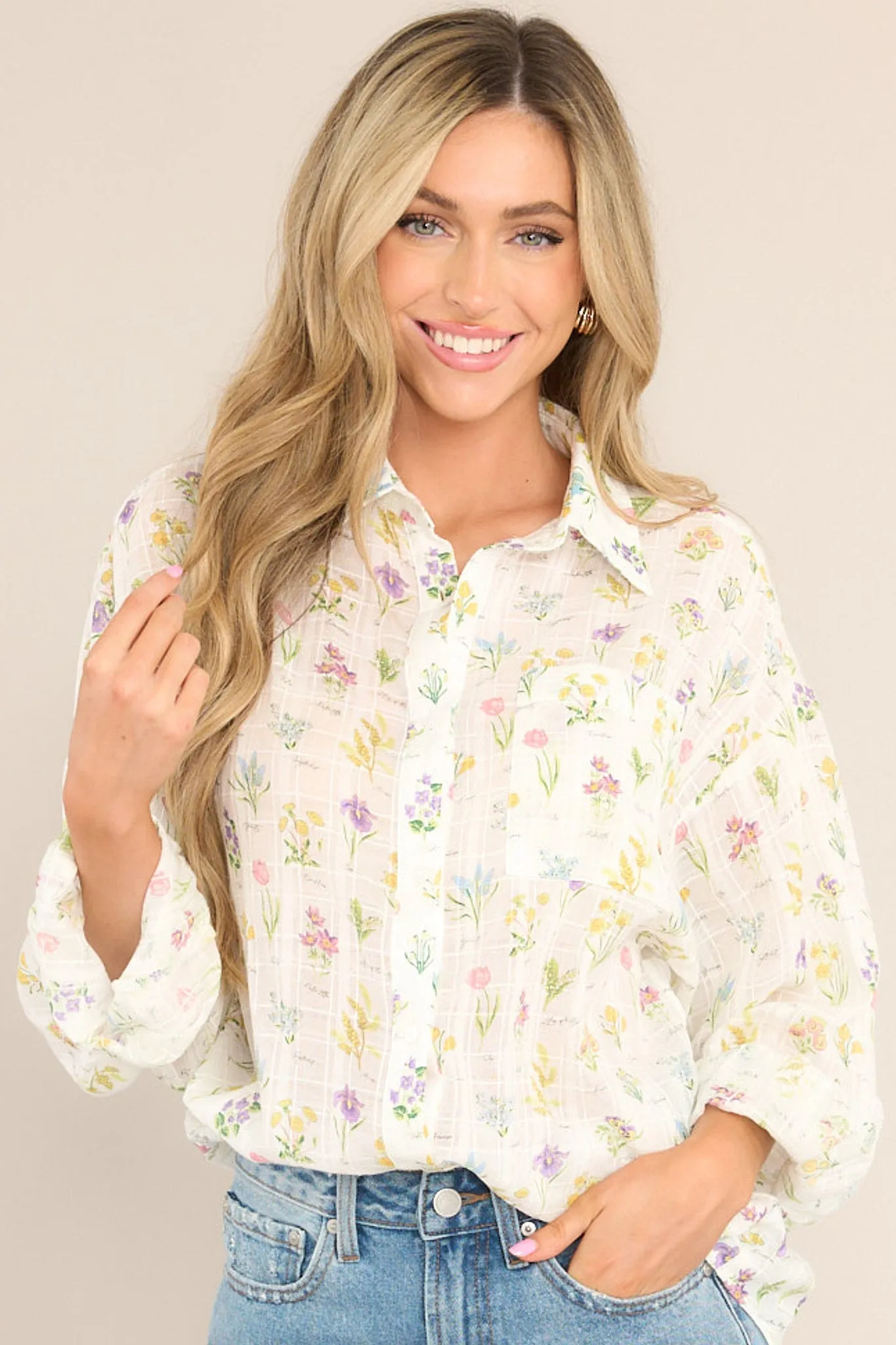 Life In Full Bloom Ivory Floral Top