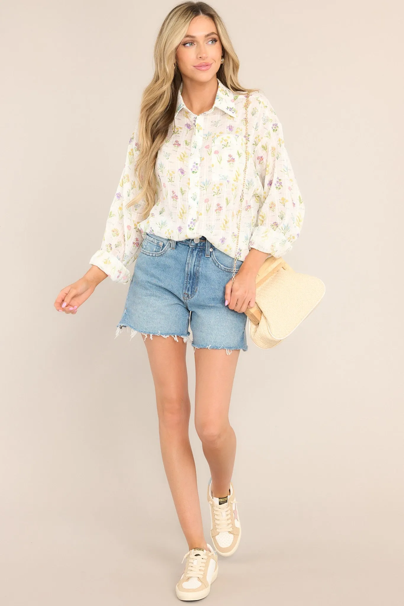 Life In Full Bloom Ivory Floral Top