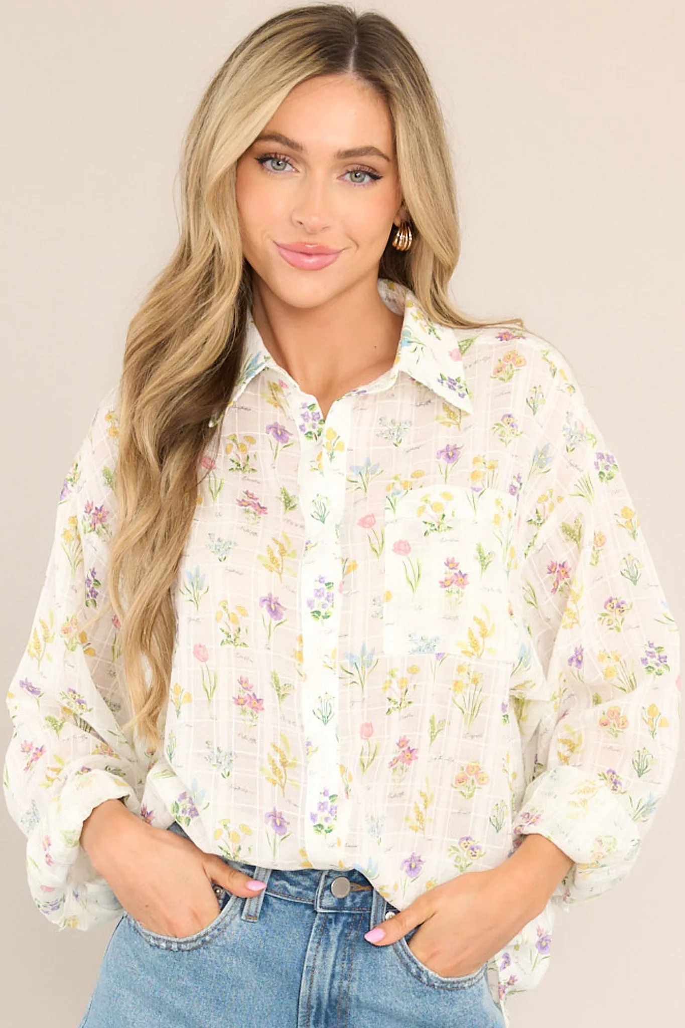 Life In Full Bloom Ivory Floral Top