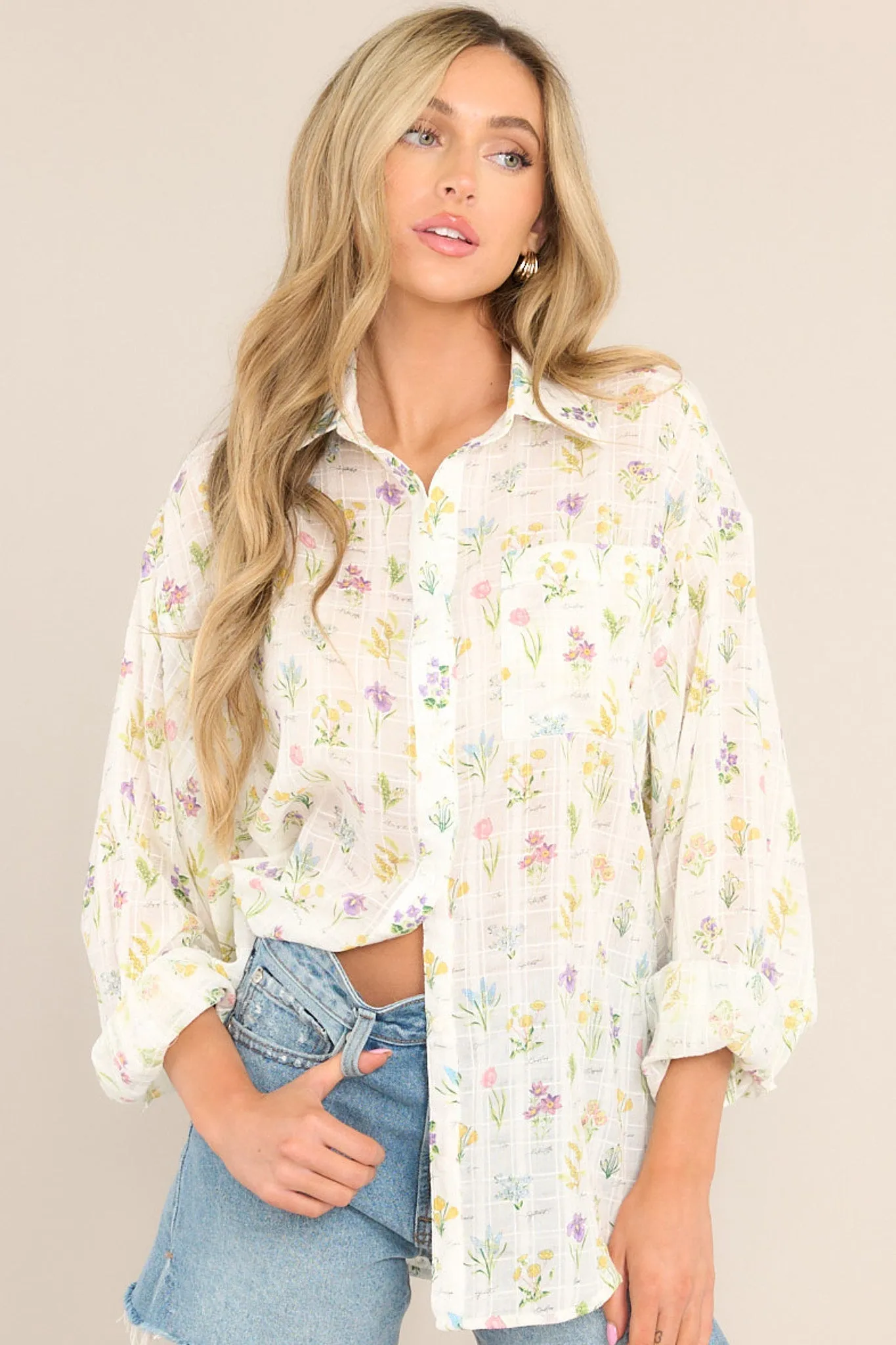 Life In Full Bloom Ivory Floral Top