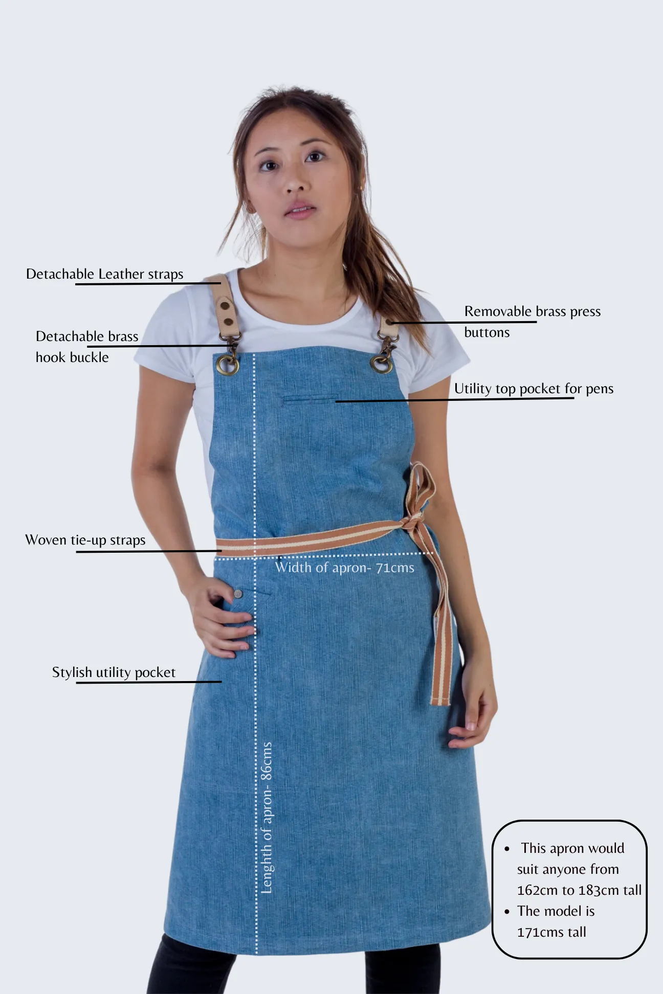 Light Blue Denim apron Natural