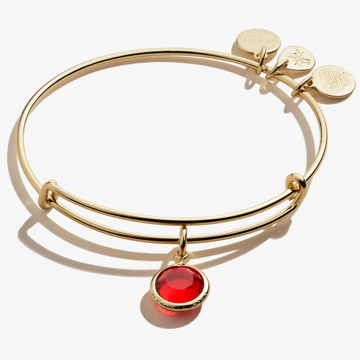 Light Siam Birthstone Charm Bangle, July