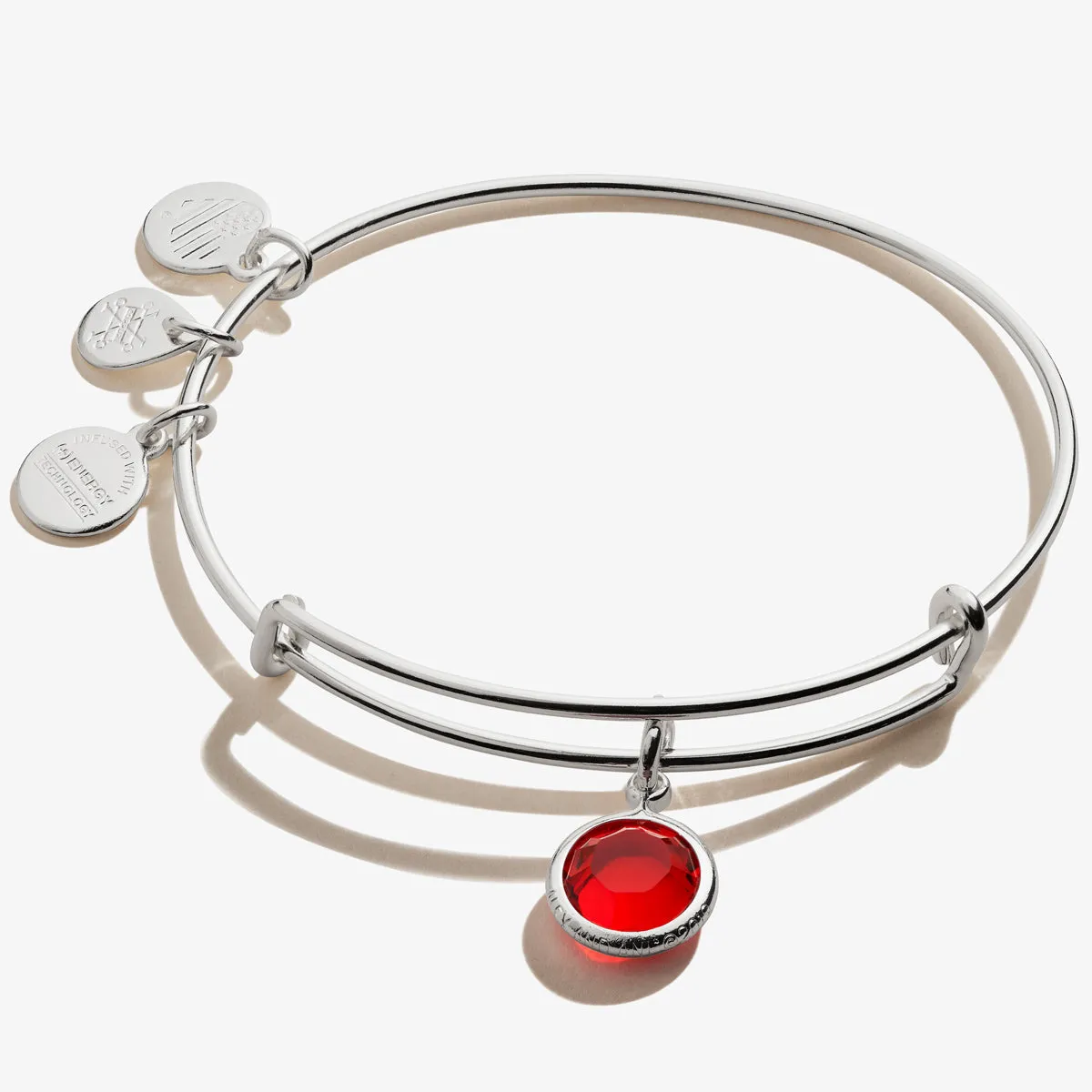 Light Siam Birthstone Charm Bangle, July