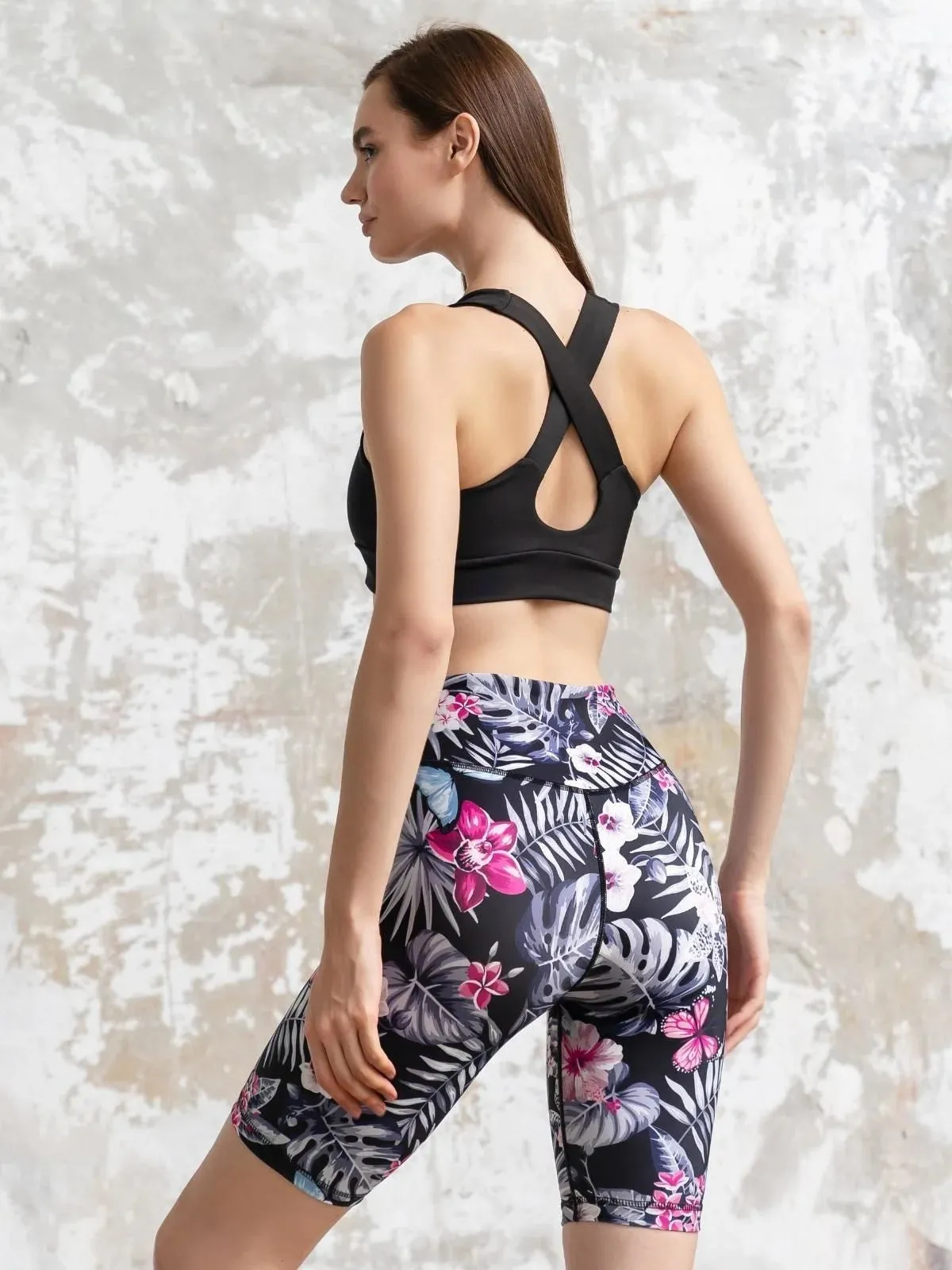 Lismina Biker Black Flower Leggings