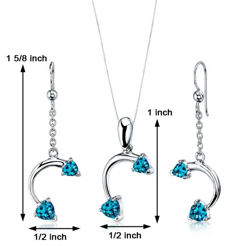 London Blue Topaz Pendant Earrings Set Sterling Silver