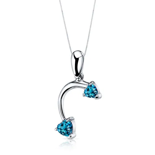 London Blue Topaz Pendant Earrings Set Sterling Silver