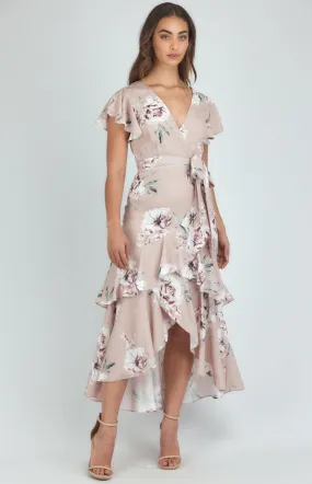 Luna Dress - Beige  Floral