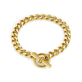 LUXE Flat Curb T-Bar Bracelet - Gold