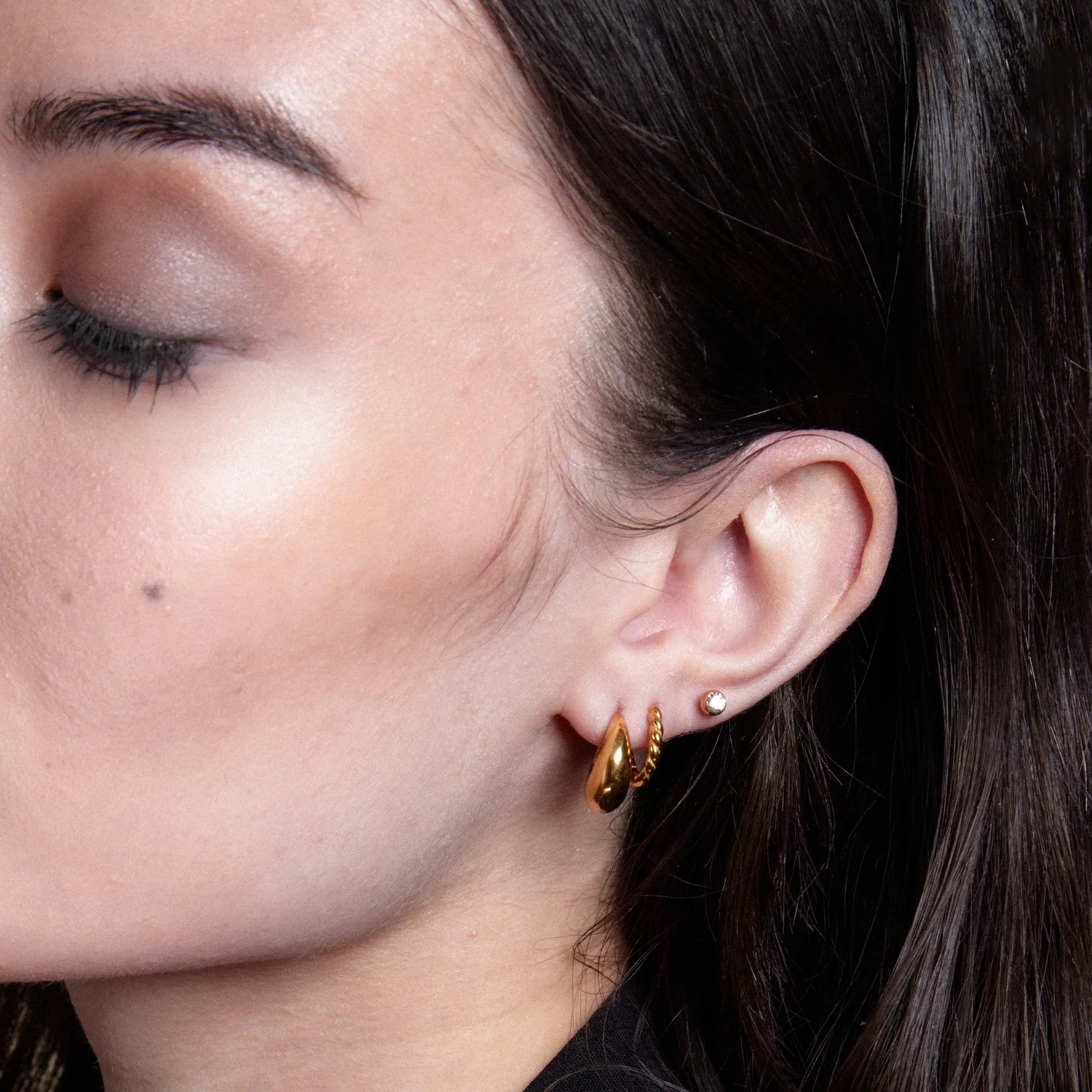 LUXE Tapered Dome Hoop Earrings - Gold