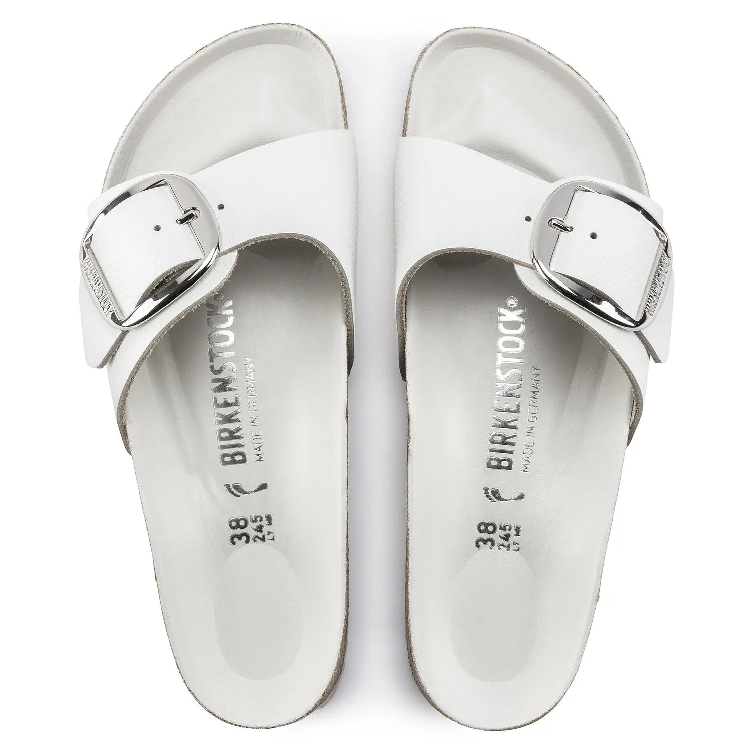 Madrid Big Buckle - White Natural Leather||Madrid Grosses Boucles - Cuir naturel blanc