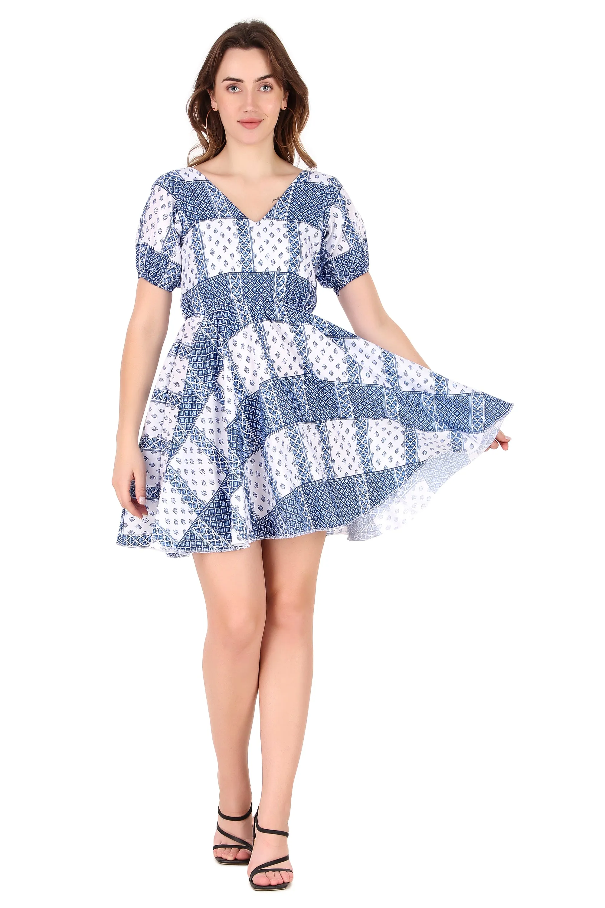 Magnetism Dual Print Short Dress for Women