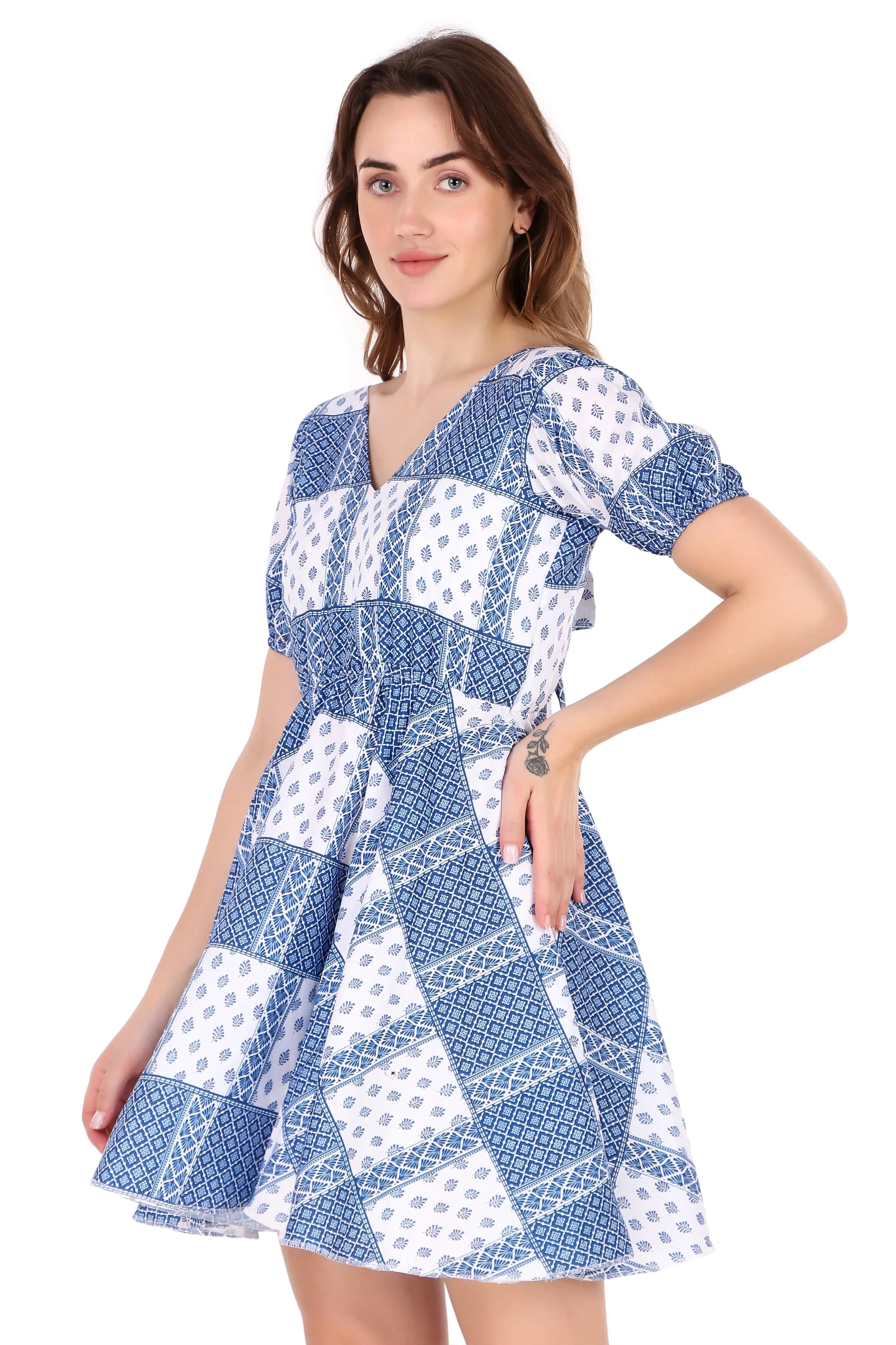 Magnetism Dual Print Short Dress for Women