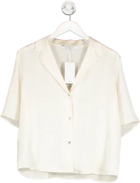 MANGO Cream Short Sleeve Satin Shirt BNWT UK 12