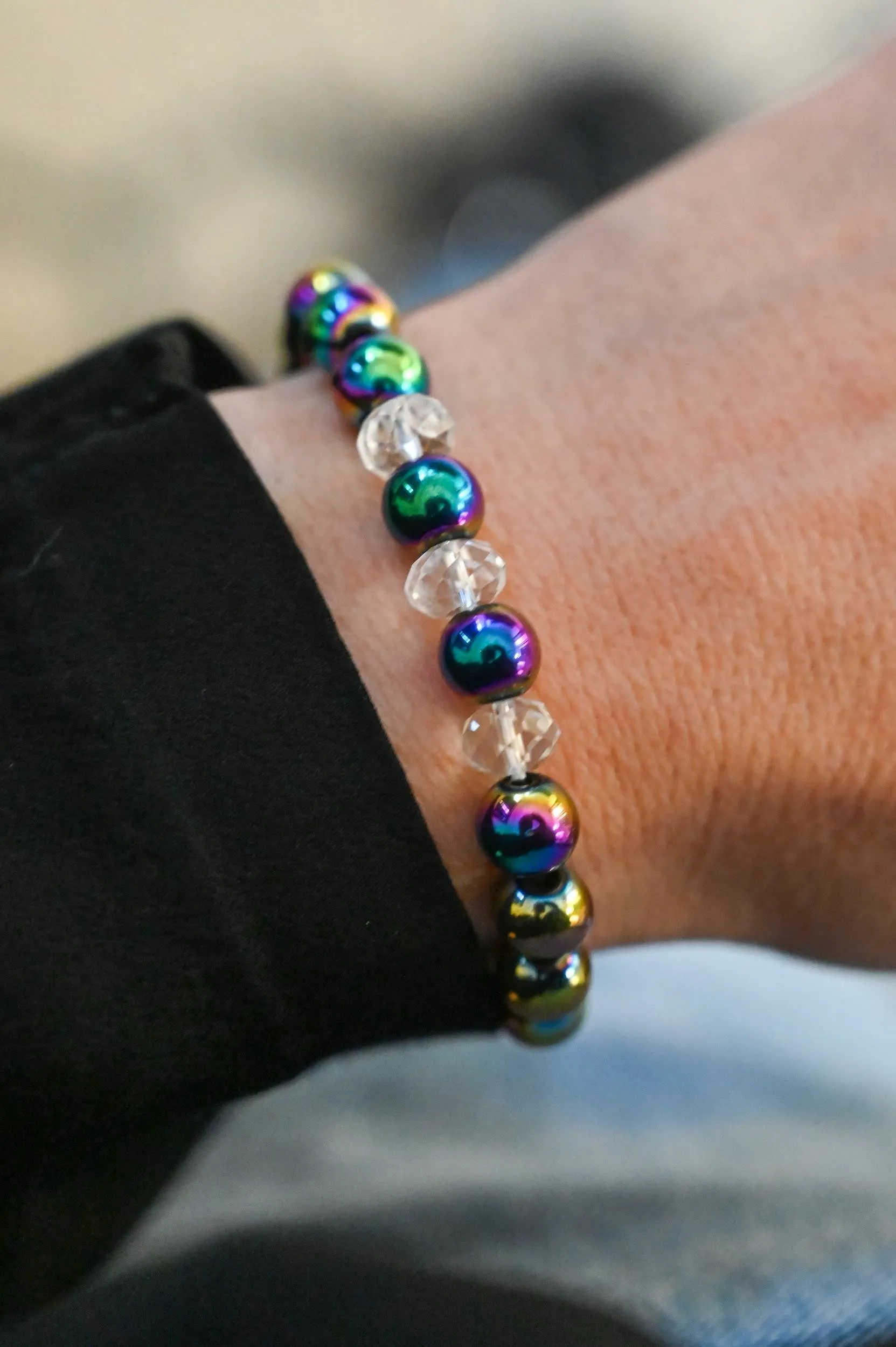 Manifesting My Dreams Titanium Rainbow Bracelet