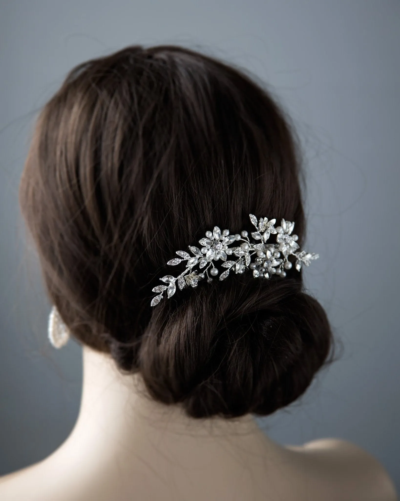 Marquise Flower and Pearl Hair Clip