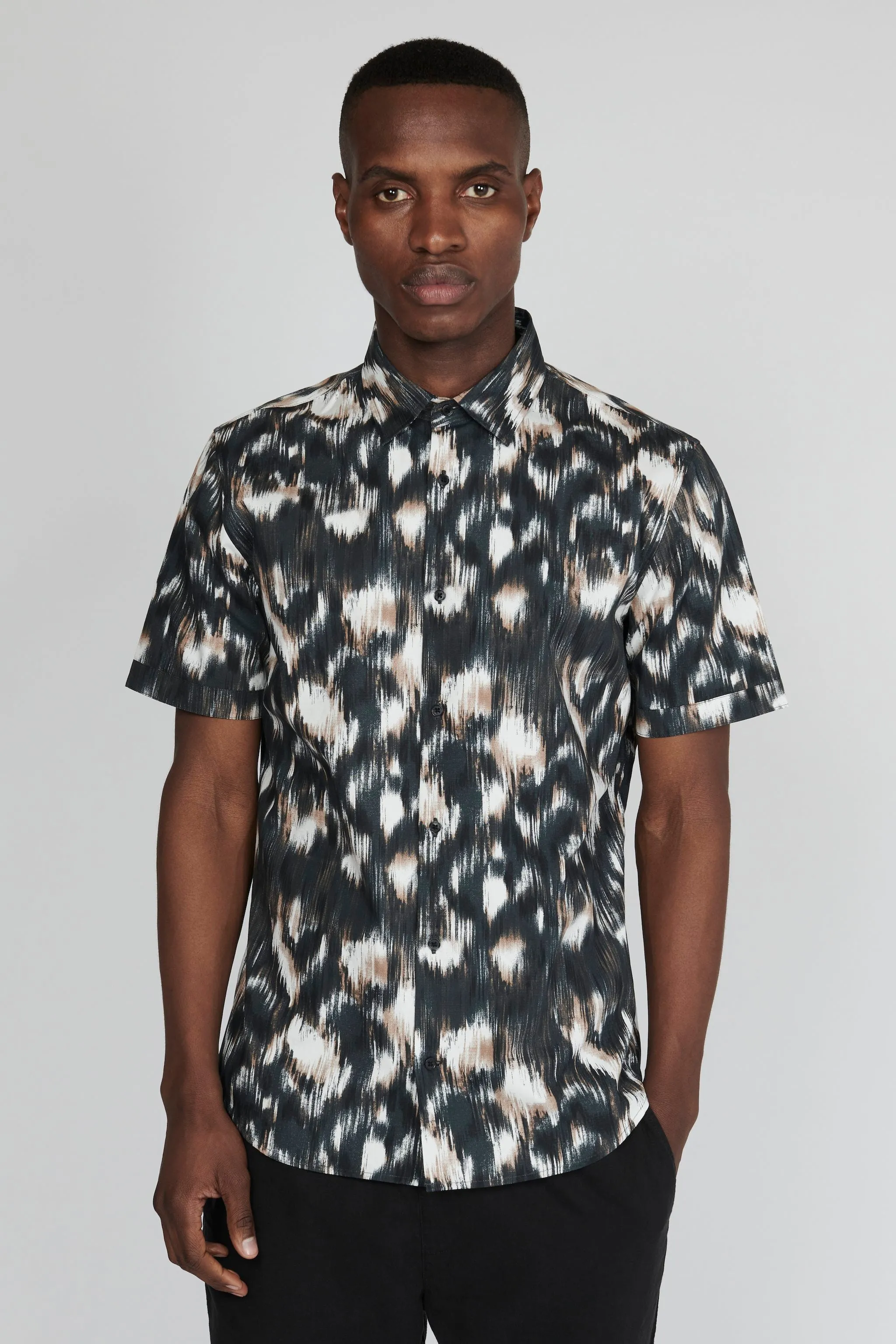 Matinique Motion Blur Print Shirt Black