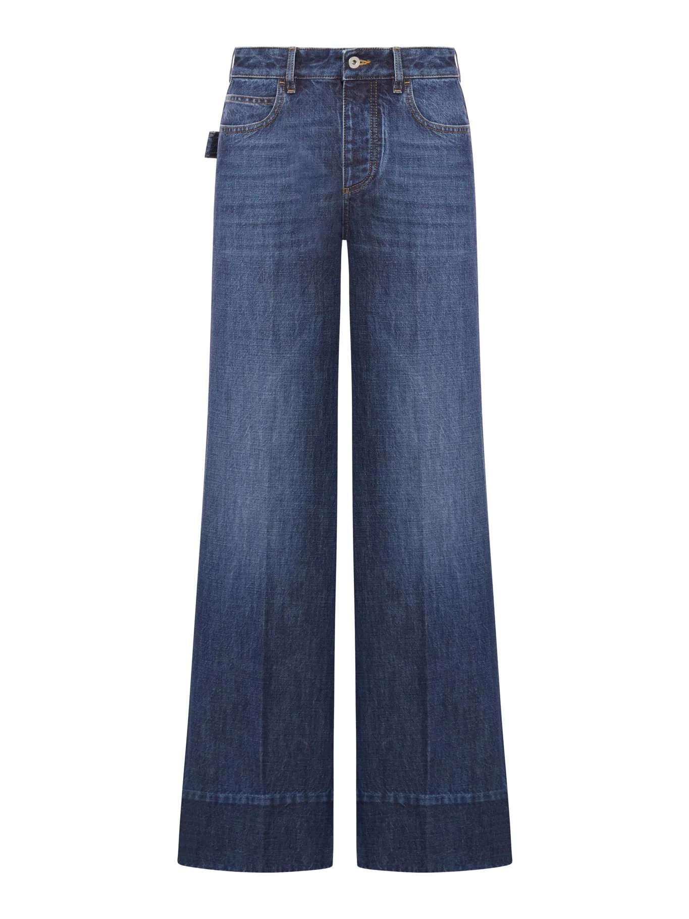 Medium wash wide denim trousers