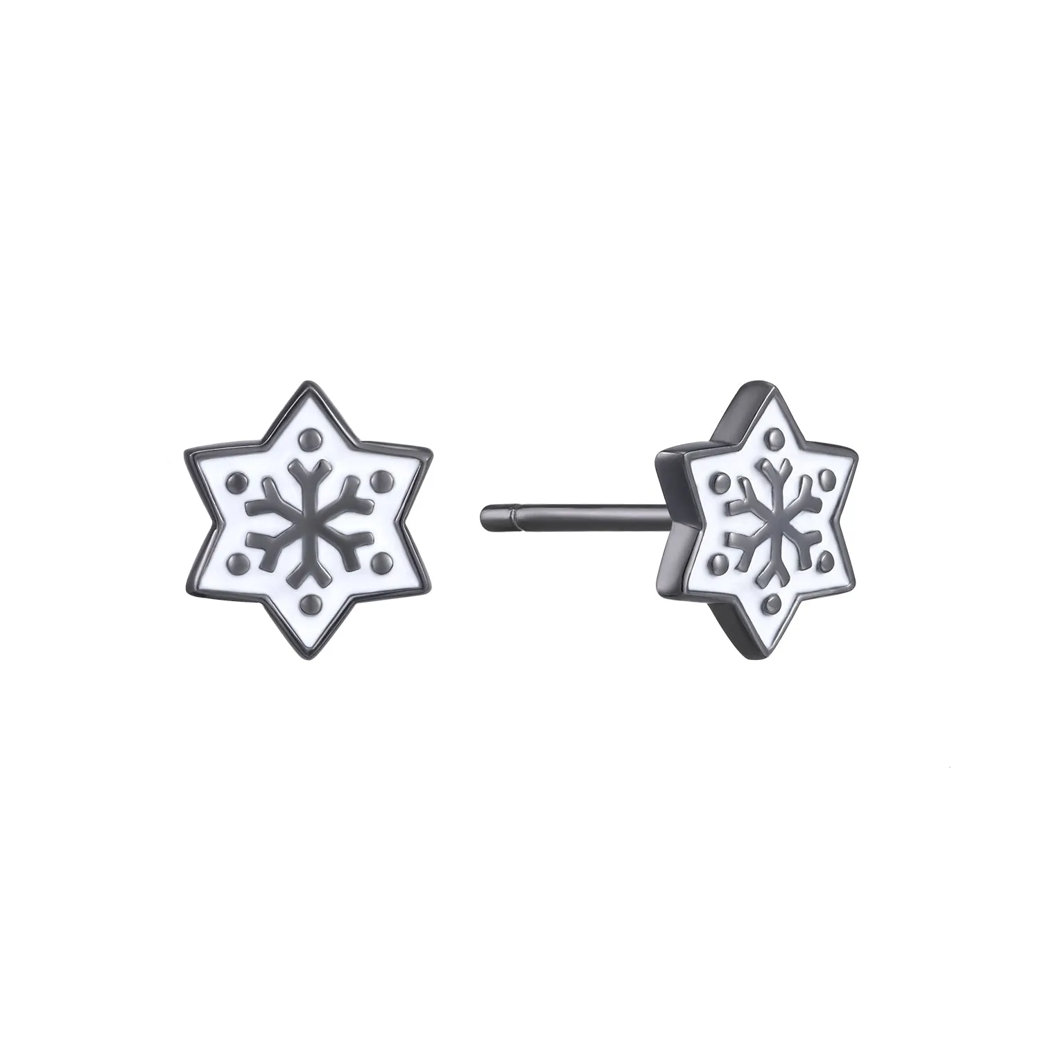 Mellonia | Mangrove Studs | White Enamel | Black Rhodium Plated 925 Silver