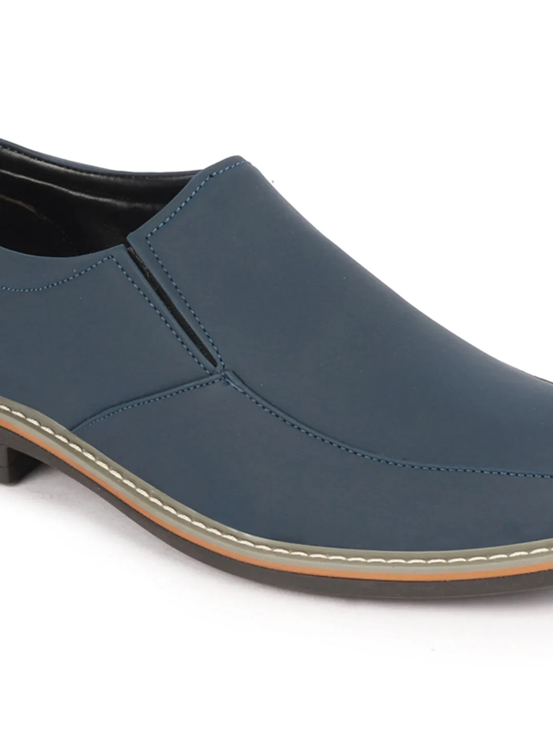 Men Navy Blue Formal Office Comfort Design Broad Feet TPR Welted Sole Slip On Shoes